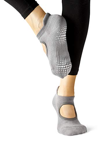 LA Active Calcetines Antideslizantes - 1 Par - Para Yoga Pilates Ballet Barre Mujer Hombre - Ballet (Gris, 37-40 EU)