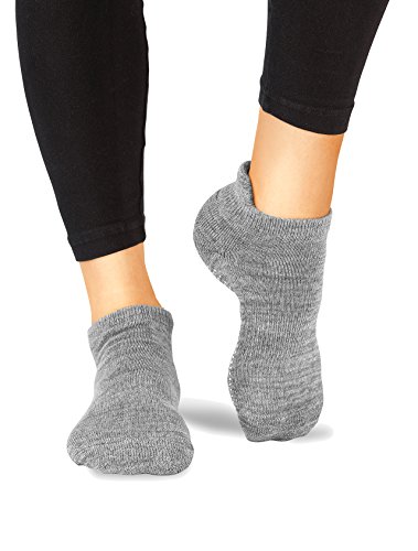 LA Active Calcetines Antideslizantes - 2 Pares - Para Yoga Pilates Ballet Barre Mujer Hombre (Gris y Negro, 44-47 EU)