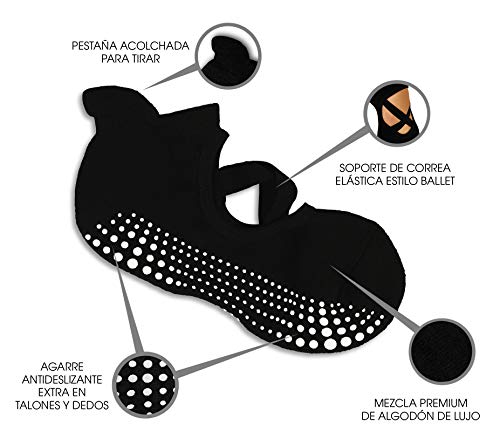 LA Active Calcetines Antideslizantes - 2 Pares - Para Yoga Pilates Ballet Barre Mujer Hombre - Pointe (2x Negro, 37-40) LA Active Calcetines Antideslizantes - 2 Pares - Para Yoga Pilates Ballet Barre Mujer Hombre - Pointe (2x Negro, 37-40)