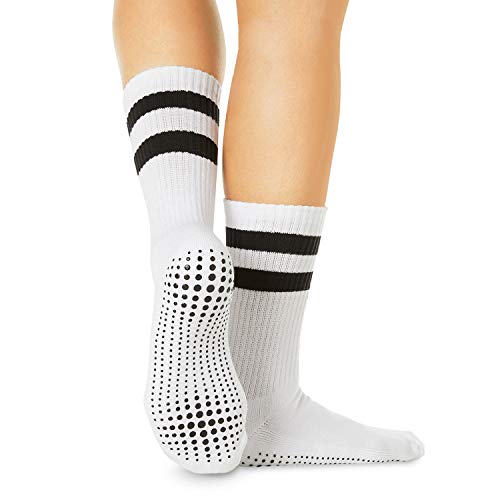 LA Active Calcetines Antideslizantes - 3 Pares - Para Yoga Pilates Ballet Barre Mujer Hombre Hospital - Crew (Blanco/Gris/Negro, 34-37 EU)