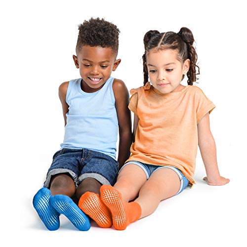 LA Active Calcetines Deportivos Antideslizantes - 6 Pares - Bebé Niño Pequeño Infante Recién Nacido Chicos Chicas Anti Deslizante/Patinazos (Arcoíris, 4-7 Años)