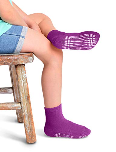 LA Active Calcetines Deportivos Antideslizantes - 6 Pares - Bebé Niño Pequeño Infante Recién Nacido Chicos Chicas Anti Deslizante/Patinazos (Arcoíris, 4-7 Años)