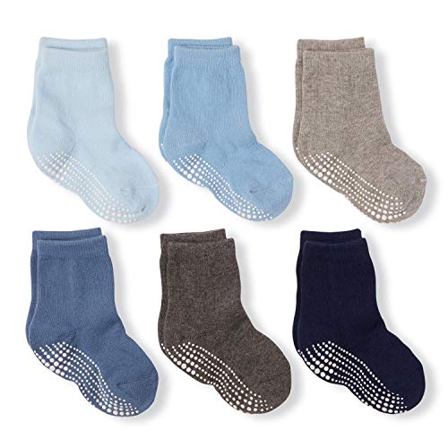 LA Active Calcetines Deportivos Antideslizantes - 6 Pares - Bebé Niño Pequeño Infante Recién Nacido Chicos Chicas Anti Deslizante/Patinazos (Niños, 6-12 Meses)