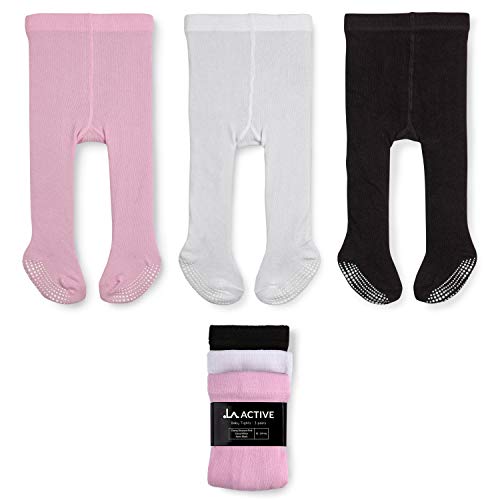 LA Active Polainas Antideslizantes Agarre - 3 Pares - Bebé Niña Infantil Recién Nacido - Algodón (Rosa/Blanco/Negro, 3-6 Meses) LA Active Polainas Antideslizantes Agarre - 3 Pares - Bebé Niña Infantil Recién Nacido - Algodón (Rosa/Blanco/Negro, 3-6 Meses)