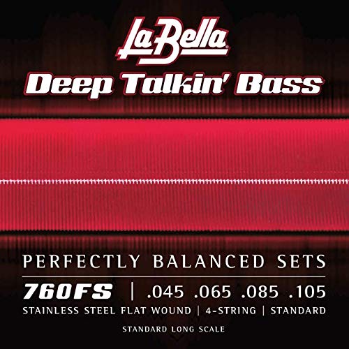 La Bella Deep Talkin' Bass - Juego de cuerdas para bajo (acero inoxidable, entorchado plano/flatwound)