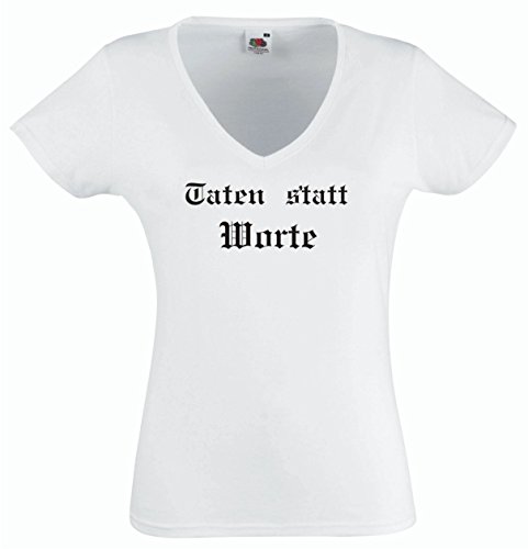 La camiseta de las mujeres y las niñas - V-cuello - JDM / Die Cut - T-Shirt - blanco - Taten statt Worte S
