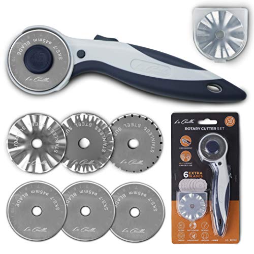 La Canilla Cutter Rotatorio Profesional de 45mm + 6 Cuchillas de para Cortar Telas de Costura, Manualidades, Patchwork Scrapbook y otros Materiales Cortador Circular Rotativo para Papel Kraft o Cuero La Canilla Cutter Rotatorio Profesional de 45mm + 6 Cuchillas de para Cortar Telas de Costura, Manualidades, Patchwork Scrapbook y otros Materiales Cortador Circular Rotativo para Papel Kraft o Cuero