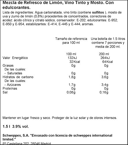 La Casera - Bebida refrescante, Tinto De Verano Limón, Botella 1,5 L