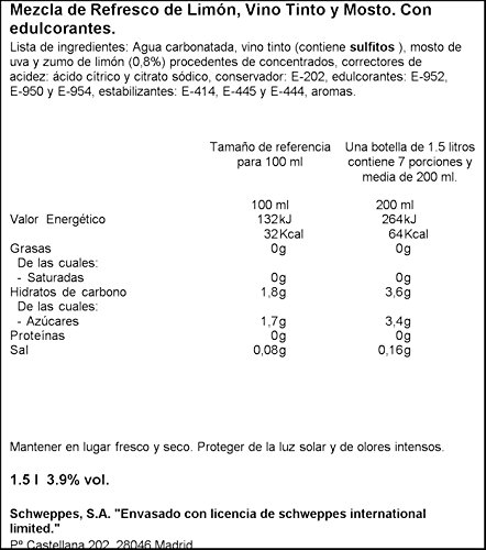 La Casera - Bebida refrescante, Tinto De Verano Limón, Botella 1,5 L