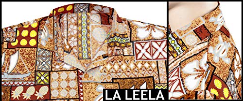 LA LEELA botón de los hombres abajo de manga corta bolsillo delantero cuello de la camisa partido del macho de peso ligero impreso floral suave tela del diseñador impresa clásica camisa divertida coba