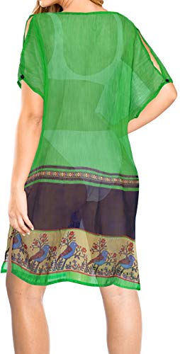 LA LEELA Traje de baño Cubierta de la Playa de Las Mujeres para el Kimono del Traje de baño Verde_M180 ES TAMAÑO: 42 (L) - 54 (2XL)