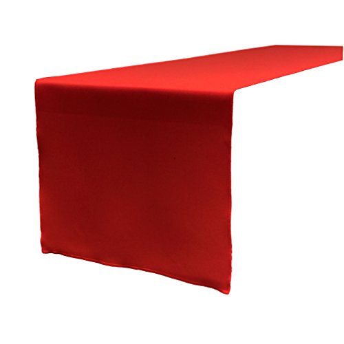 LA Linen Poplin Table Runner Camino de Mesa de popelín (poliéster, 35,5 x 274 cm), Color Rojo, 35.56 x 274.3 x 0.04 cm