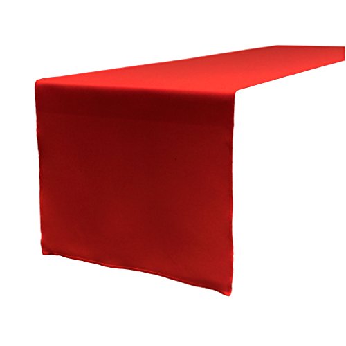 LA Linen Poplin Table Runner Camino de Mesa de popelín (poliéster, 35,5 x 274 cm), Color Rojo, 35.56 x 274.3 x 0.04 cm