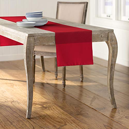 LA Linen Poplin Table Runner Camino de Mesa de popelín (poliéster, 35,5 x 274 cm), Color Rojo, 35.56 x 274.3 x 0.04 cm