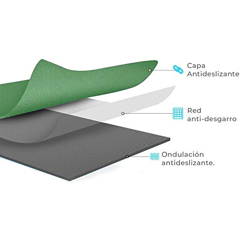 LA MENTE ES MARAVILLOSA - Esterilla de Yoga, Pilates u Otros Deportes - Esterilla Antideslizante TPE con Bolsa y Correa para Llevar al Hombro (Mandala Verde)