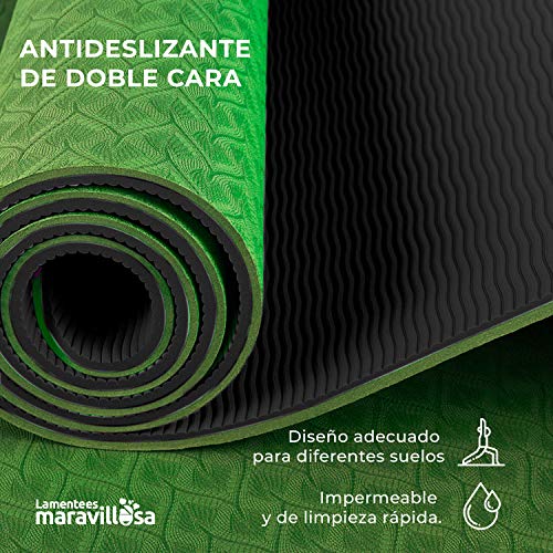 LA MENTE ES MARAVILLOSA - Esterilla de Yoga, Pilates u Otros Deportes - Esterilla Antideslizante TPE con Bolsa y Correa para Llevar al Hombro (Mandala Verde)