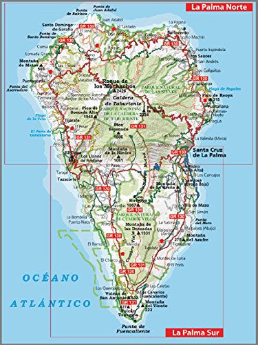 La Palma. Caldera de Taburiente. 2 mapas. Ruta de los volcanes. GR 130 y GR 131. Alpina.: Caldera de Taburiente. Ruta de los Volcanos GR 130 - GR 131