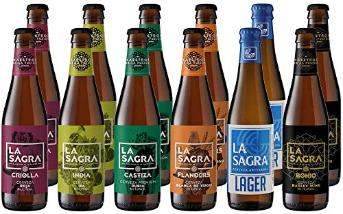 La Sagra Pack Degustación de Cerveza Artesanal 6 estilos - 12 botellas x 330 ml - Total: 3960 ml
