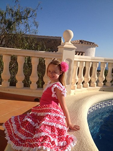 La Senorita Vestido Flamenco Español Traje de Flamenca Chica/niños Rosa Blanco