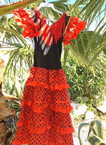 La Senorita Vestido Flamenco Sevillana Español Traje de Flamenca chica/niños rojo negro La Senorita Vestido Flamenco Sevillana Español Traje de Flamenca chica/niños rojo negro