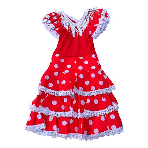 La Senorita Vestido Ropa Flamenco Niño Lujo Español Traje de Flamenca Chica/niños Rojo Blanco (Talla 4, 92-98 - 65 cm, 3/4 años) La Senorita Vestido Ropa Flamenco Niño Lujo Español Traje de Flamenca Chica/niños Rojo Blanco (Talla 4, 92-98 - 65 cm, 3/4 años)