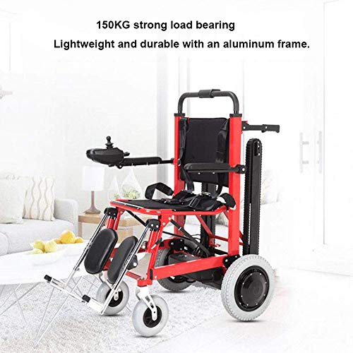 La silla de ruedas eléctrica plegable puede subir escaleras. Silla de ruedas portátil. Viaje ligero, para discapacitados y ancianos. Sube y baja la escalera completamente automática.,Rojo La silla de ruedas eléctrica plegable puede subir escaleras. Silla de ruedas portátil. Viaje ligero, para discapacitados y ancianos. Sube y baja la escalera completamente automática.,Rojo