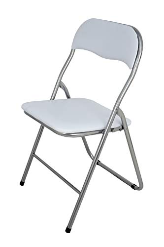 La Silla Española - Pack 4 Sillas plegables fabricadas en aluminio con asiento y respaldo acolchados en PVC, modelo Sevilla. Color blanco. Medidas 78x43,5x46 cm