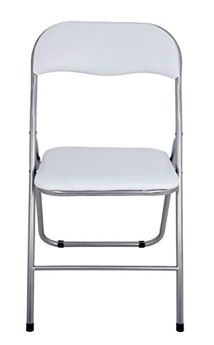 La Silla Española - Pack 4 Sillas plegables fabricadas en aluminio con asiento y respaldo acolchados en PVC, modelo Sevilla. Color blanco. Medidas 78x43,5x46 cm La Silla Española - Pack 4 Sillas plegables fabricadas en aluminio con asiento y respaldo acolchados en PVC, modelo Sevilla. Color blanco. Medidas 78x43,5x46 cm