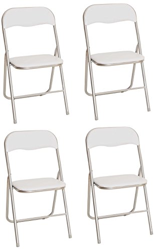 La Silla Española - Pack 4 Sillas plegables fabricadas en aluminio con asiento y respaldo acolchados en PVC, modelo Sevilla. Color blanco. Medidas 78x43,5x46 cm La Silla Española - Pack 4 Sillas plegables fabricadas en aluminio con asiento y respaldo acolchados en PVC, modelo Sevilla. Color blanco. Medidas 78x43,5x46 cm
