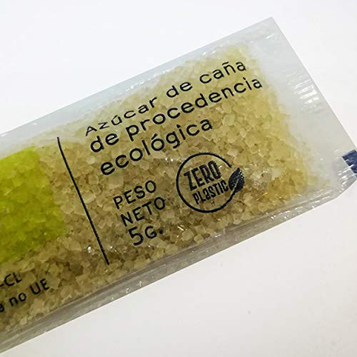 LA TETERA AZUL 500 Sobres Individuales de Azúcar de Caña Ecológico. Azúcar Moreno Orgánico Monodosis. 500 Bolsitas de 5 Gramos.