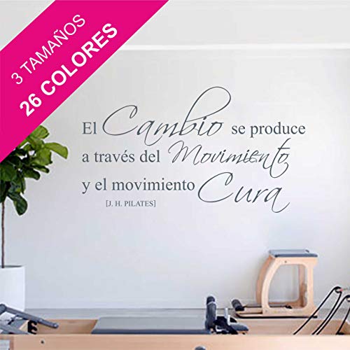 La Tienda de las Pegatinas® Pegatina de pared Frase Pilates, Decoración Casa, Gimnasio, Sticker, Vinilo Decorativo. (Mediano 119 x 67 cm, Negro)