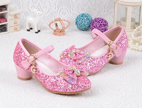 La Vogue Zapatos Zapatilla con Lentejuela Para Niña Princesa Fiesta Rosa 28/Longitud Interior 18.5CM