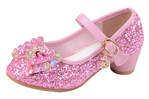 La Vogue Zapatos Zapatilla con Lentejuela Para Niña Princesa Fiesta Rosa 31/Longitud Interior 20CM