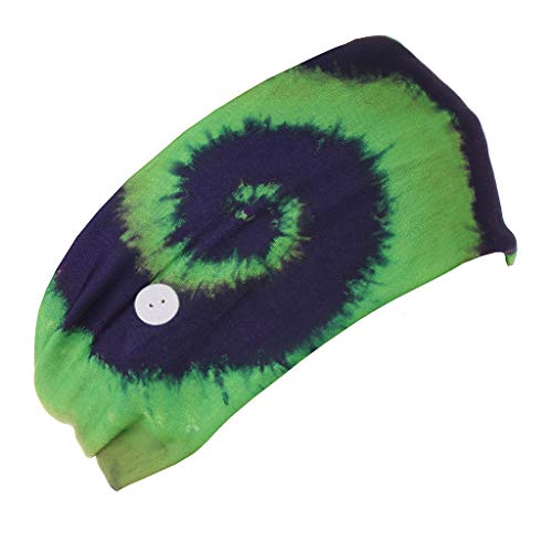 Laahoem Diademas con Botones en Forma de Espiral Cubierta de Cara Banda para el Cabello Dedicada Elástico Deporte Gimnasio Cabeza Envoltura Bufanda Proteger Frente Antideslizante Orange+Bright Green