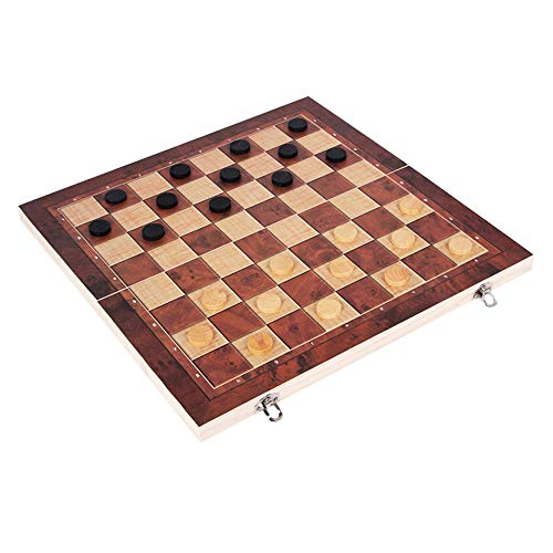 LAANCOO 44 * 44cm 3 en 1 de ajedrez Plegable de Madera de Color de ajedrez con el Tablero de ajedrez para Principiantes Grande Niños Adultos