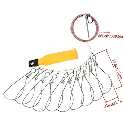 LAANCOO Peces Vivos Hebilla de la Cerradura Alambre de Acero Inoxidable acortar el Sistema de flotabilidad Barra de Botones Colgantes Pescado Stringer, Kit de Orange