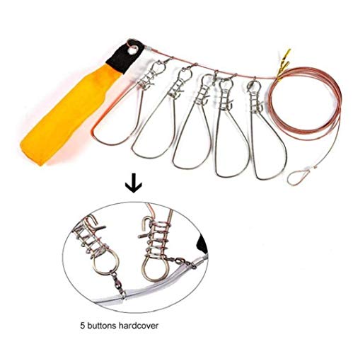 LAANCOO Peces Vivos Hebilla de la Cerradura Alambre de Acero Inoxidable acortar el Sistema de flotabilidad Barra de Botones Colgantes Pescado Stringer, Kit de Orange