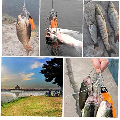 LAANCOO Peces Vivos Hebilla de la Cerradura Alambre de Acero Inoxidable acortar el Sistema de flotabilidad Barra de Botones Colgantes Pescado Stringer, Kit de Orange