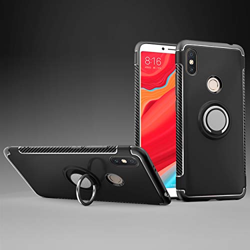Labanema Xiaomi Redmi S2 Funda, 360 Rotating Ring Grip Stand Holder Capa TPU + PC Shockproof Anti-rasguños teléfono Caso protección Cáscara Cover para Xiaomi Redmi S2 (Redmi Y2) - Negro
