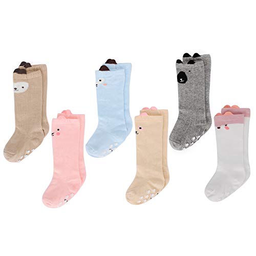 LACOFIA 6 Pares de calcetines largos de altos para bebé niñas Medias antideslizante de algodón de punto princesa infantiles niña 0-1 años LACOFIA 6 Pares de calcetines largos de altos para bebé niñas Medias antideslizante de algodón de punto princesa infantiles niña 0-1 años