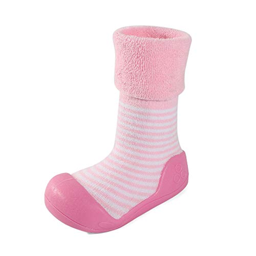 LACOFIA Zapatos de Calcetines Antideslizante de bebé niñas niños Botas de calcetín con Suela de Goma para bebé Unisex Rosa 22/22.5