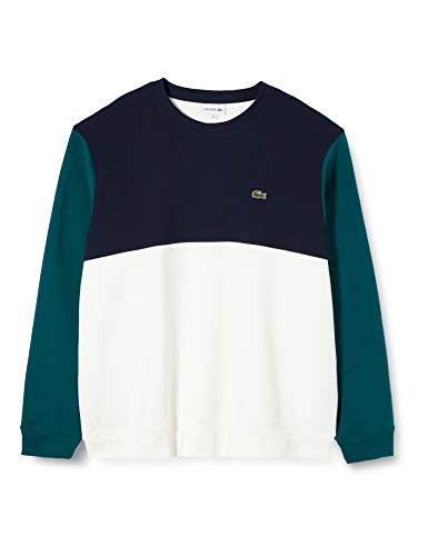 Lacoste Sh5185 Sudadera, Blanco (Farine/Marine/Pin Xp2), Large (Talla del Fabricante: 5) para Hombre