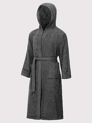 Ladeheid Albornoz de Baño 100% Algodón Ropa de Casa Hombre LA40-192 (Gris Oscuro-12, XL)