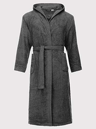 Ladeheid Albornoz de Baño 100% Algodón Ropa de Casa Hombre LA40-192 (Gris Oscuro-12, XL)