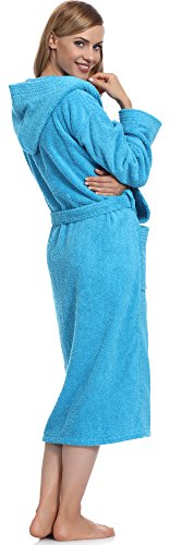 Ladeheid Albornoz de Baño 100% Algodón Ropa de Casa Mujer LA40-102 (Turquesa (M16) (Densidad de 450), M)