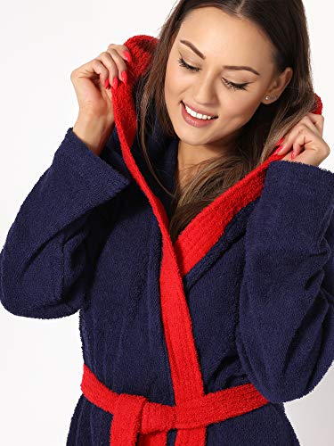 Ladeheid Albornoz de Baño 100% Algodón Ropa de Casa Mujer LA40-191 (Azul Oscuro-29/Rojo-26, S) Ladeheid Albornoz de Baño 100% Algodón Ropa de Casa Mujer LA40-191 (Azul Oscuro-29/Rojo-26, S)