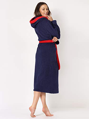 Ladeheid Albornoz de Baño 100% Algodón Ropa de Casa Mujer LA40-191 (Azul Oscuro-29/Rojo-26, S) Ladeheid Albornoz de Baño 100% Algodón Ropa de Casa Mujer LA40-191 (Azul Oscuro-29/Rojo-26, S)