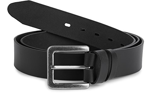 Ladeheid Cinturón de Cuero para Hombre Talla Grande L11(Negro-4, 130 cm x 4 cm (Largo total 147,5 cm))