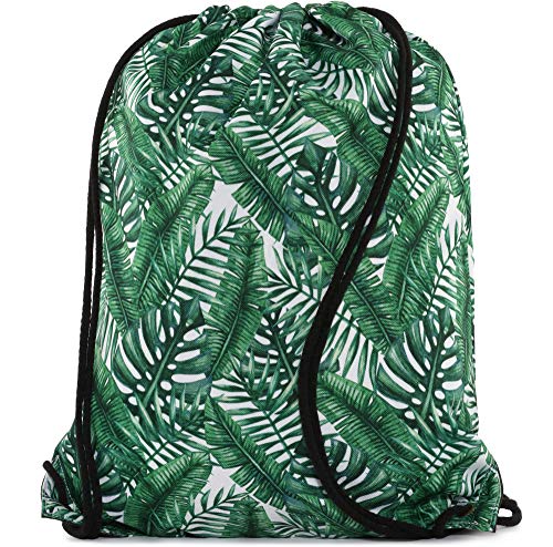 Ladeheid Mochila con Cordón Impermeable Mujer LABG05 (Palmas Exóticas-7)