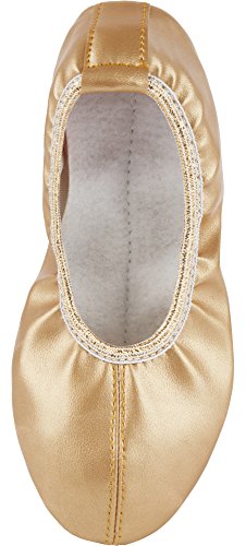 Ladeheid Zapatillas de Ballet Clásico Danza y Gimnasia Mujer Niña LAAK004 (Oro, 37 EU)